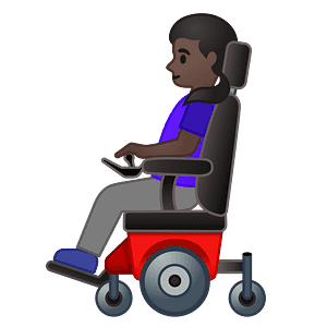 Woman in motorized wheelchair