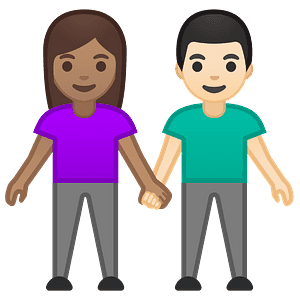 Woman and man holding hands