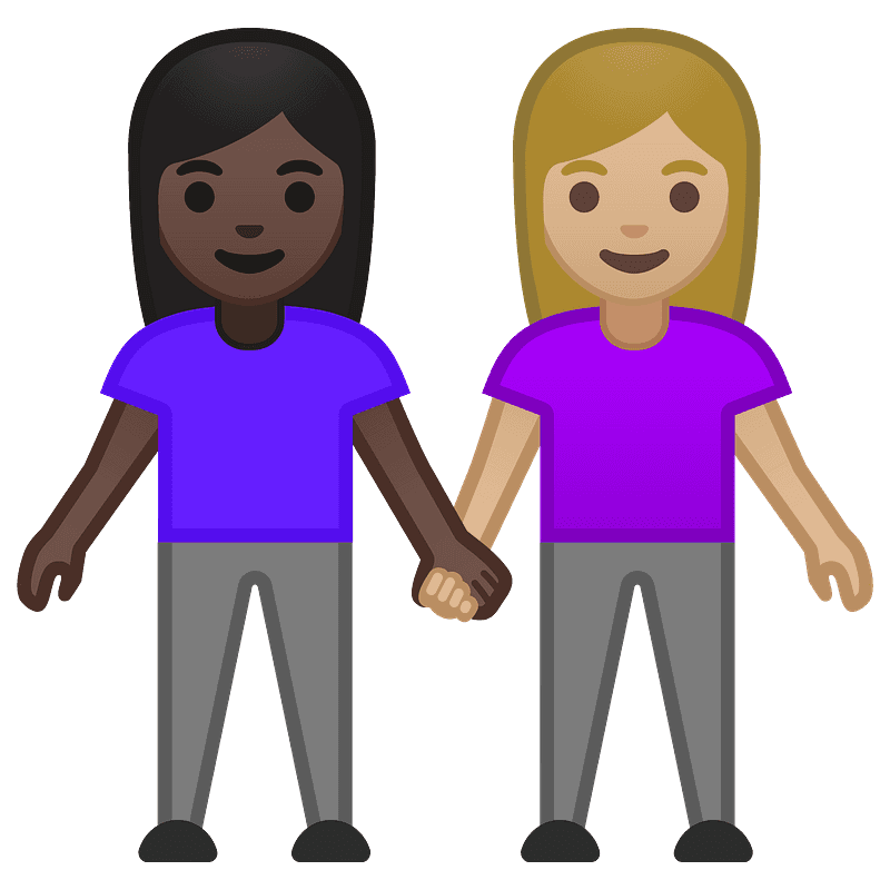 โทนผิวสีเข้ม โทนผิวสีขาวเหลือง หญิง-หญิงจับมือ