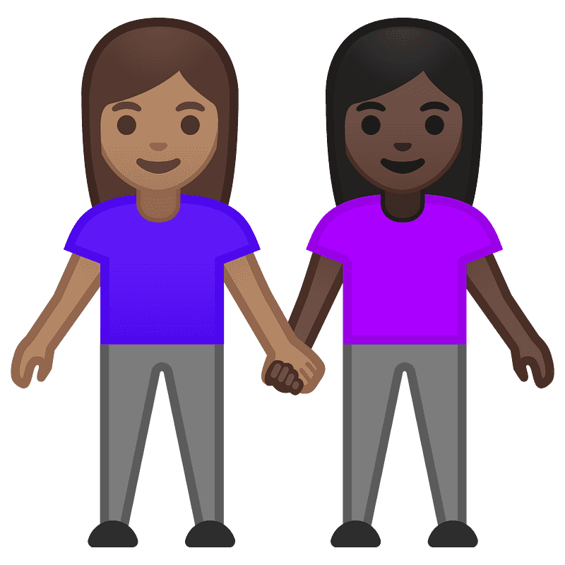 โทนผิวสีเหลือง โทนผิวสีเข้ม หญิง-หญิงจับมือ