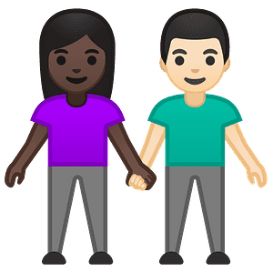Woman and man holding hands