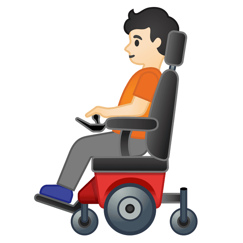 Warna kulit cerah orang dengan kursi roda bermotor