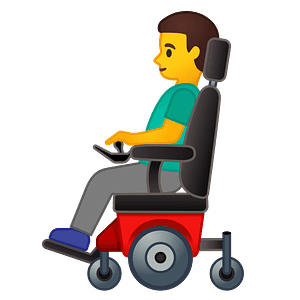 Man in motorized wheelchair