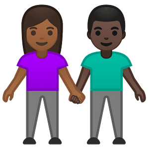 Woman and man holding hands