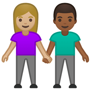 Woman and man holding hands