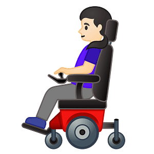 Woman in motorized wheelchair