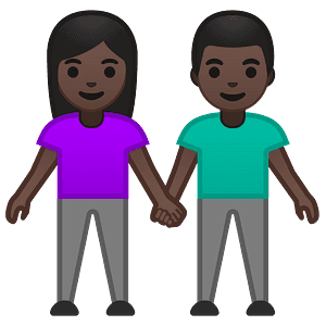 Woman and man holding hands