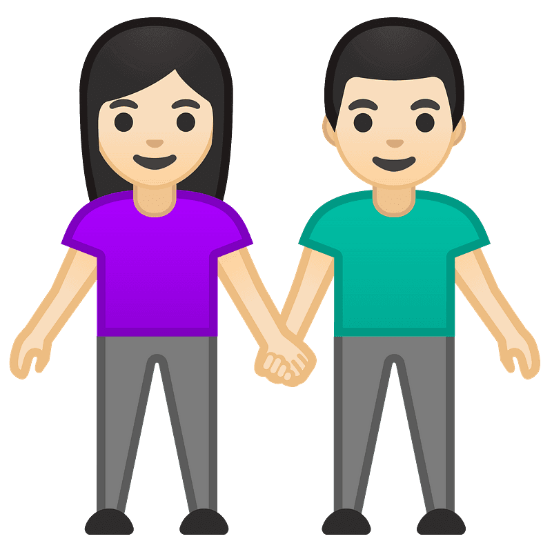 Woman and man holding hands