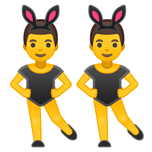 Men with bunny ears