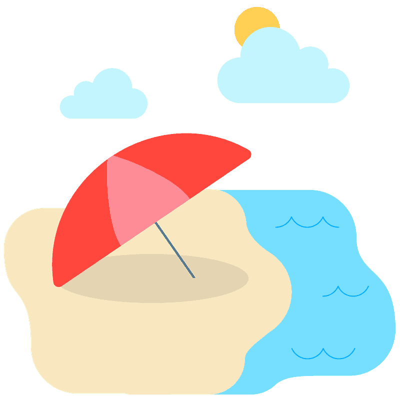 Beach with umbrella