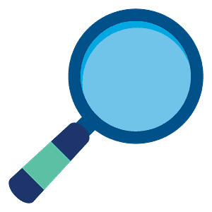 Magnifying glass tilted right