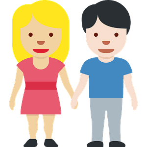 Woman and man holding hands