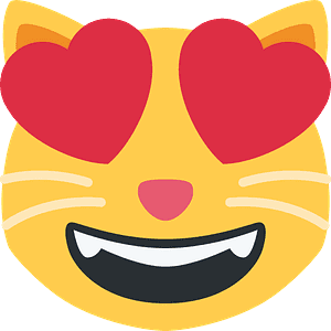 Smiling cat with heart-eyes