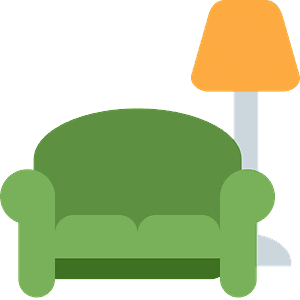 Couch and lamp