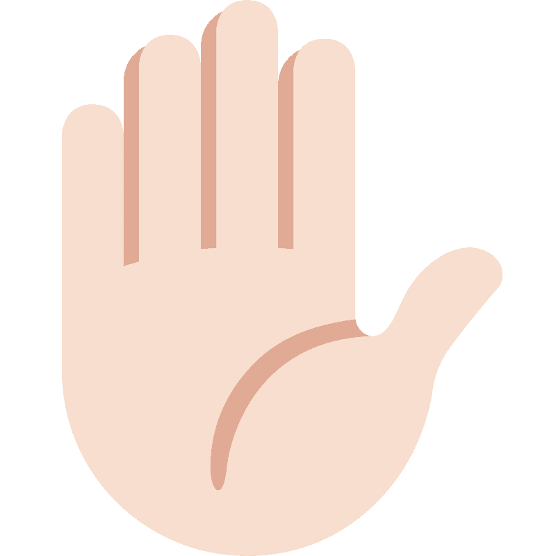 Peau claire main levée 