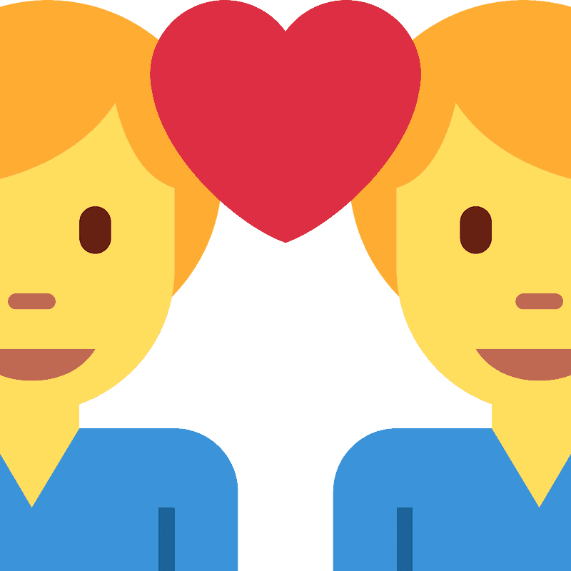 Couple with heart: man, man