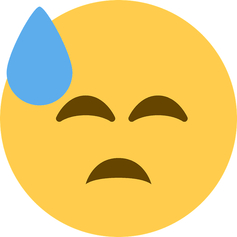 Downcast face with sweat