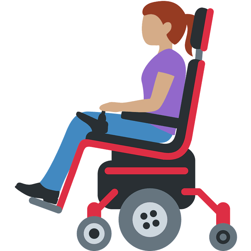 Woman in motorized wheelchair
