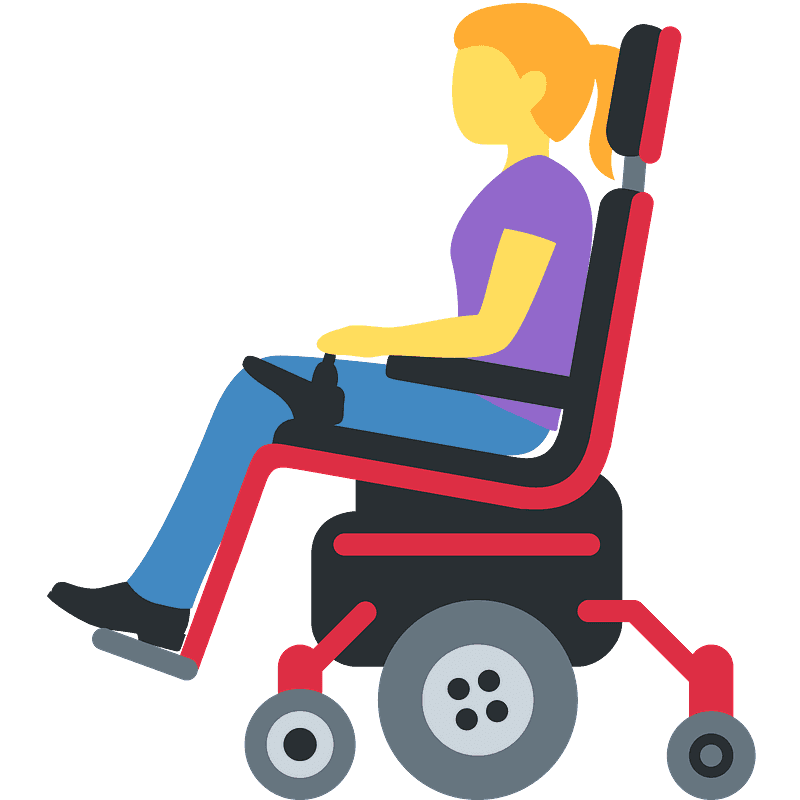Woman in motorized wheelchair