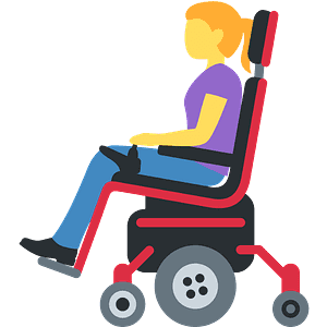 Woman in motorized wheelchair
