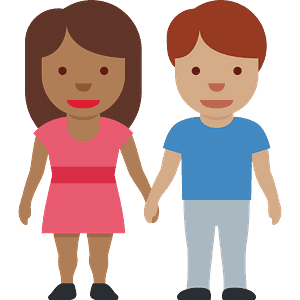 Woman and man holding hands