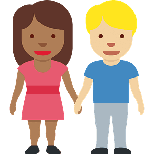 Woman and man holding hands