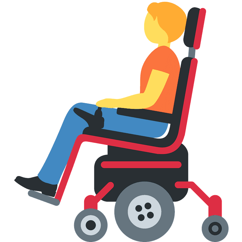 Person in motorized wheelchair