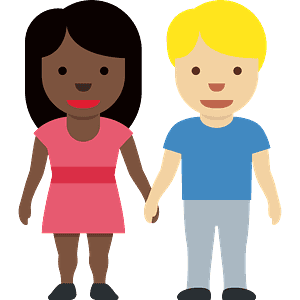 Woman and man holding hands