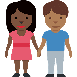 Woman and man holding hands