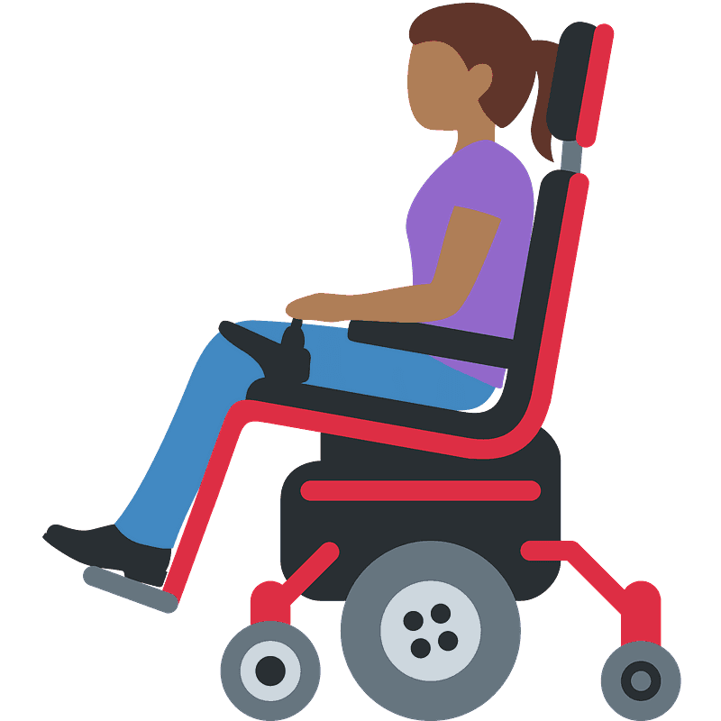 Woman in motorized wheelchair