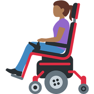 Woman in motorized wheelchair