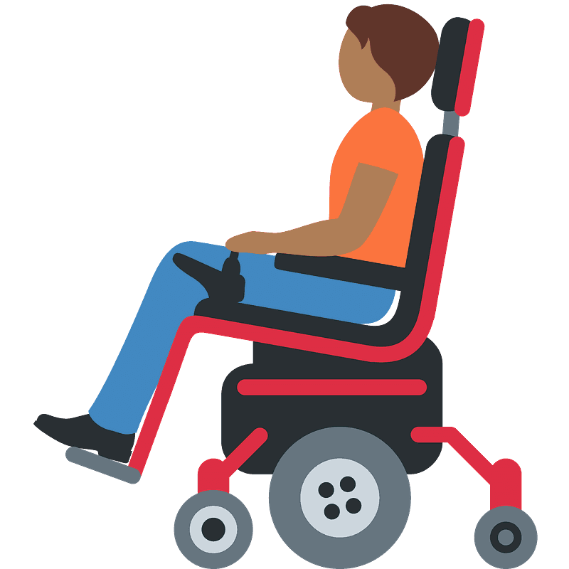 Person in motorized wheelchair