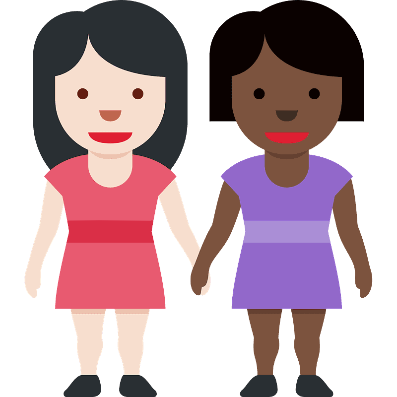 하얀 피부 검은색 피부 손을 잡고 있는 두 명의 여자