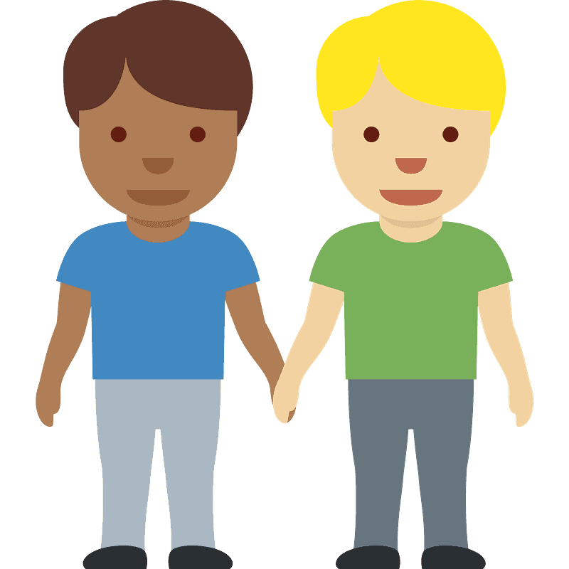 Peau moyennement claire et peau mate deux hommes se tenant la main 