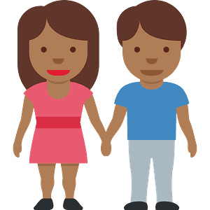 Woman and man holding hands