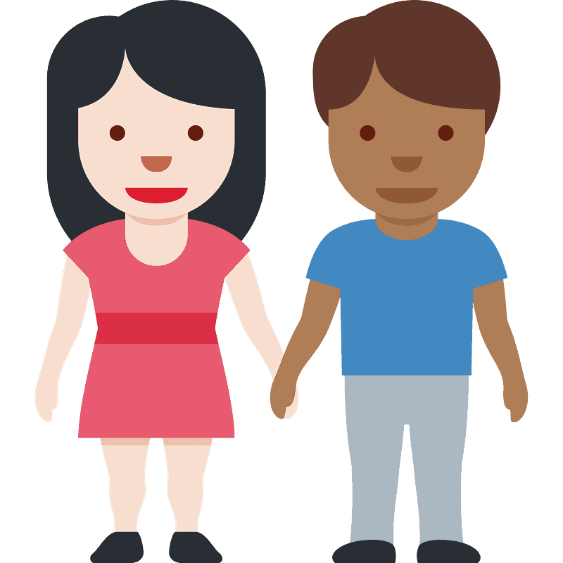 Woman and man holding hands