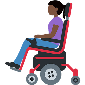 Woman in motorized wheelchair