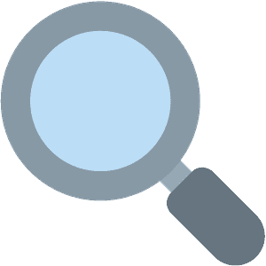 Magnifying glass tilted left