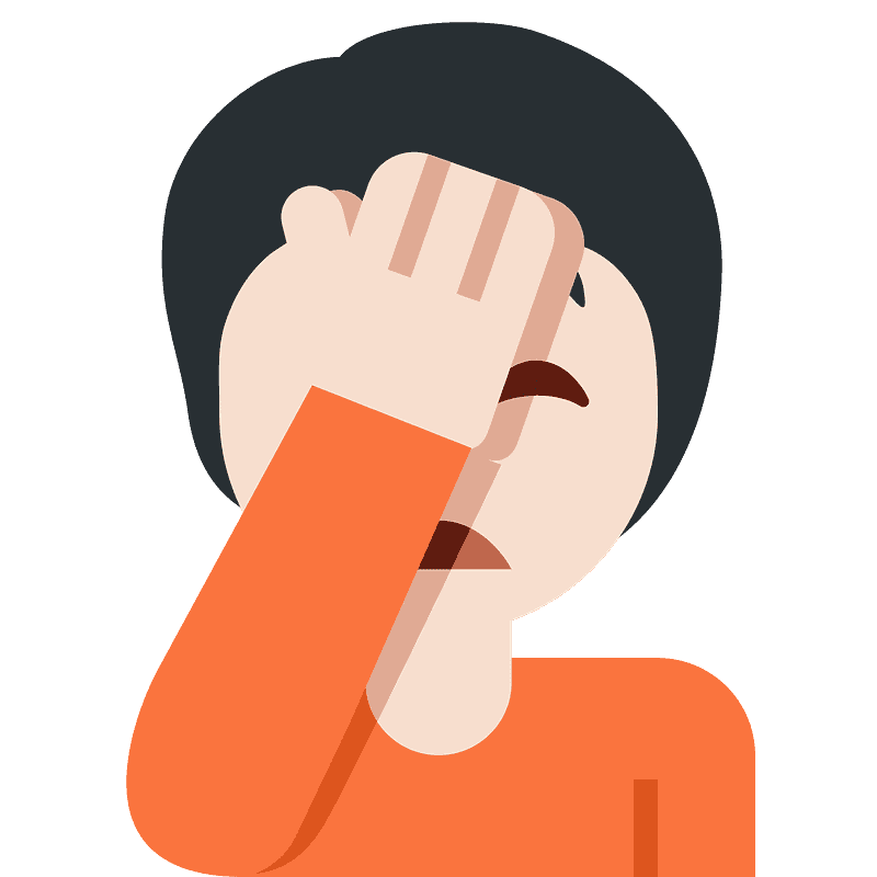 薄い肌色 ひたいに手をあてる人