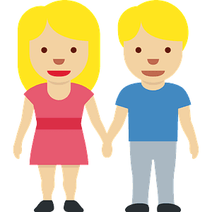 Woman and man holding hands