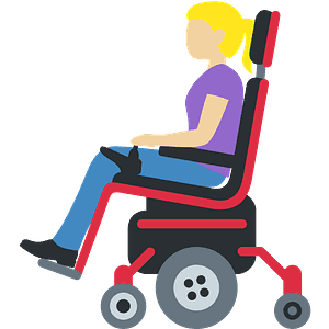 Woman in motorized wheelchair