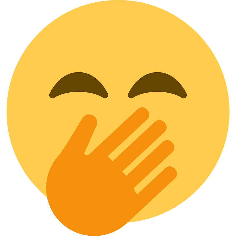 Face with hand over mouth