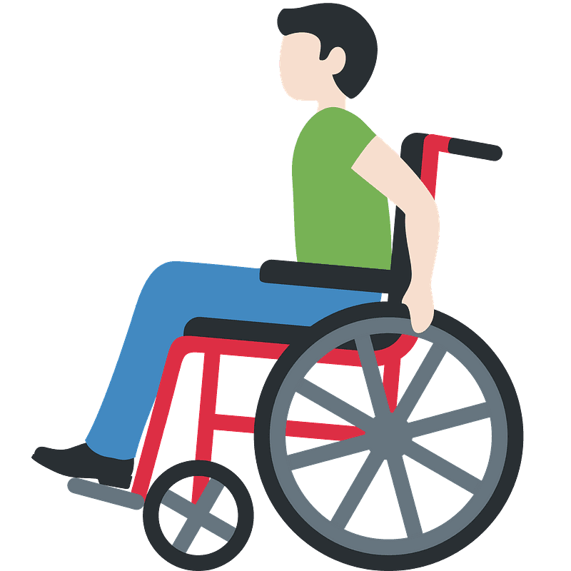 薄い肌色 手動式車椅子の男性