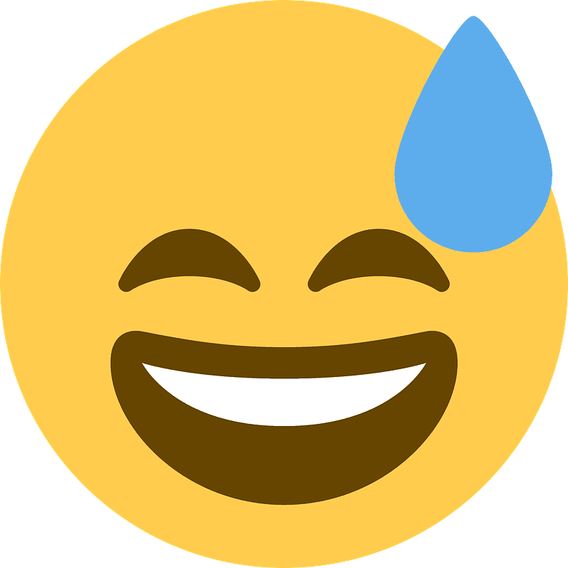 Grinning face with sweat