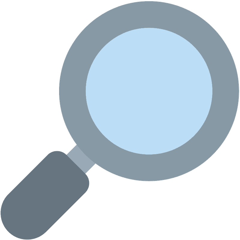 Magnifying glass tilted right