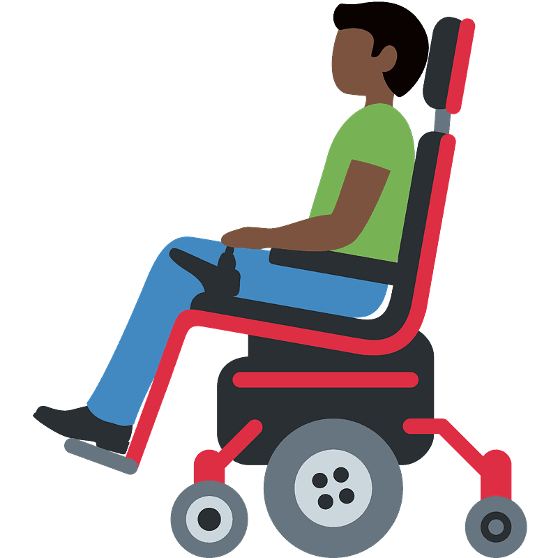 Man in motorized wheelchair