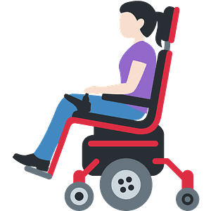 Woman in motorized wheelchair
