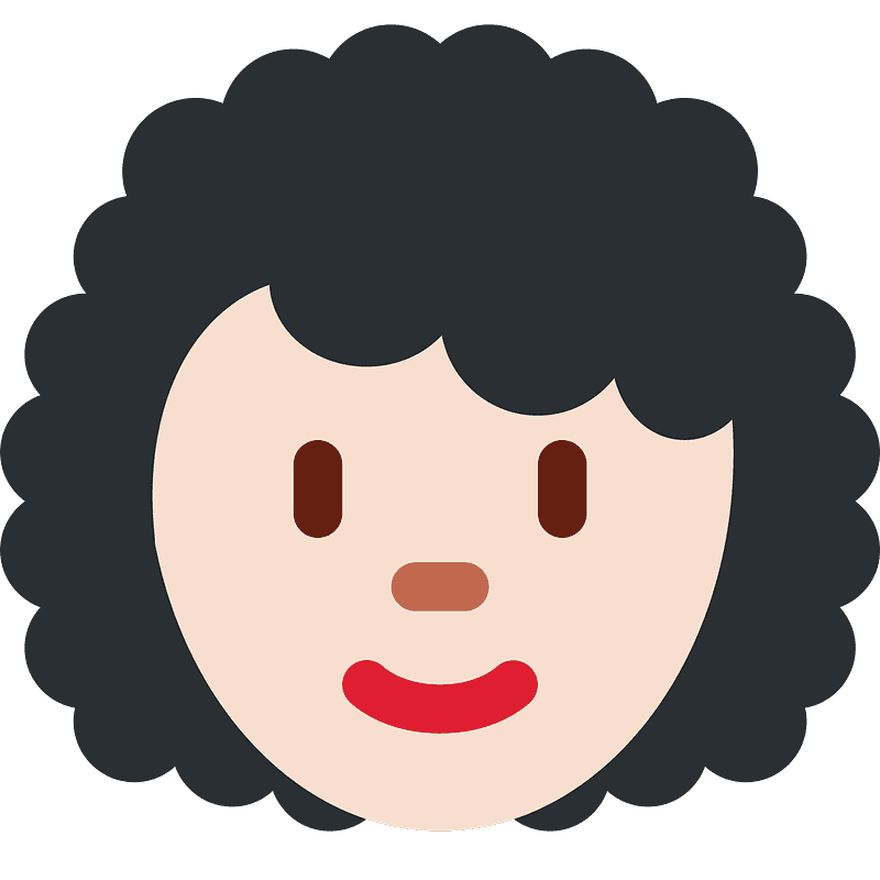 Warna kulit cerah, rambut keriting wanita