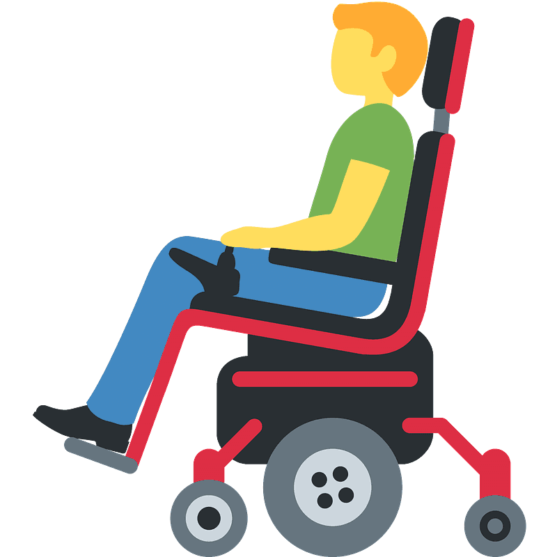 Man in motorized wheelchair