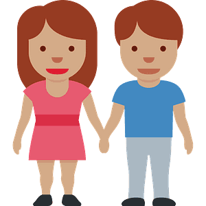 Woman and man holding hands